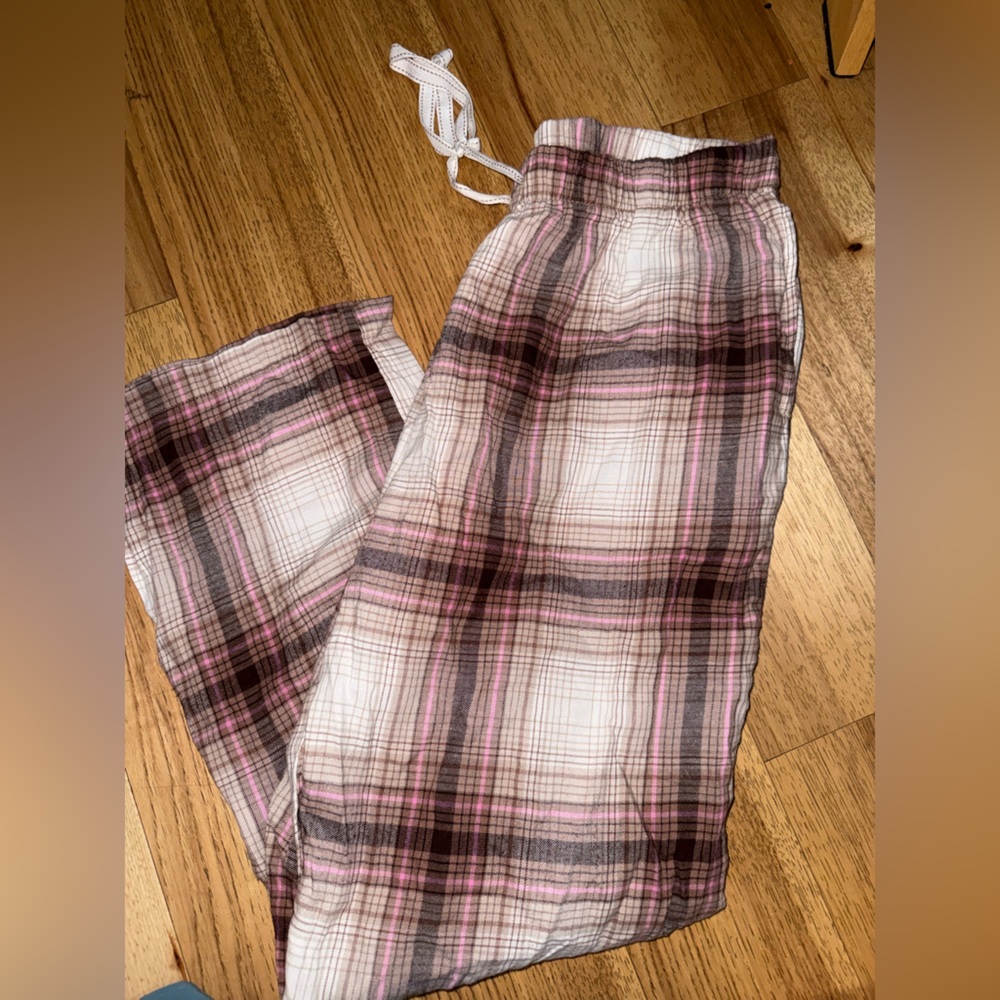 Plaid Cotton Sleep Pants in Pink and Brown
